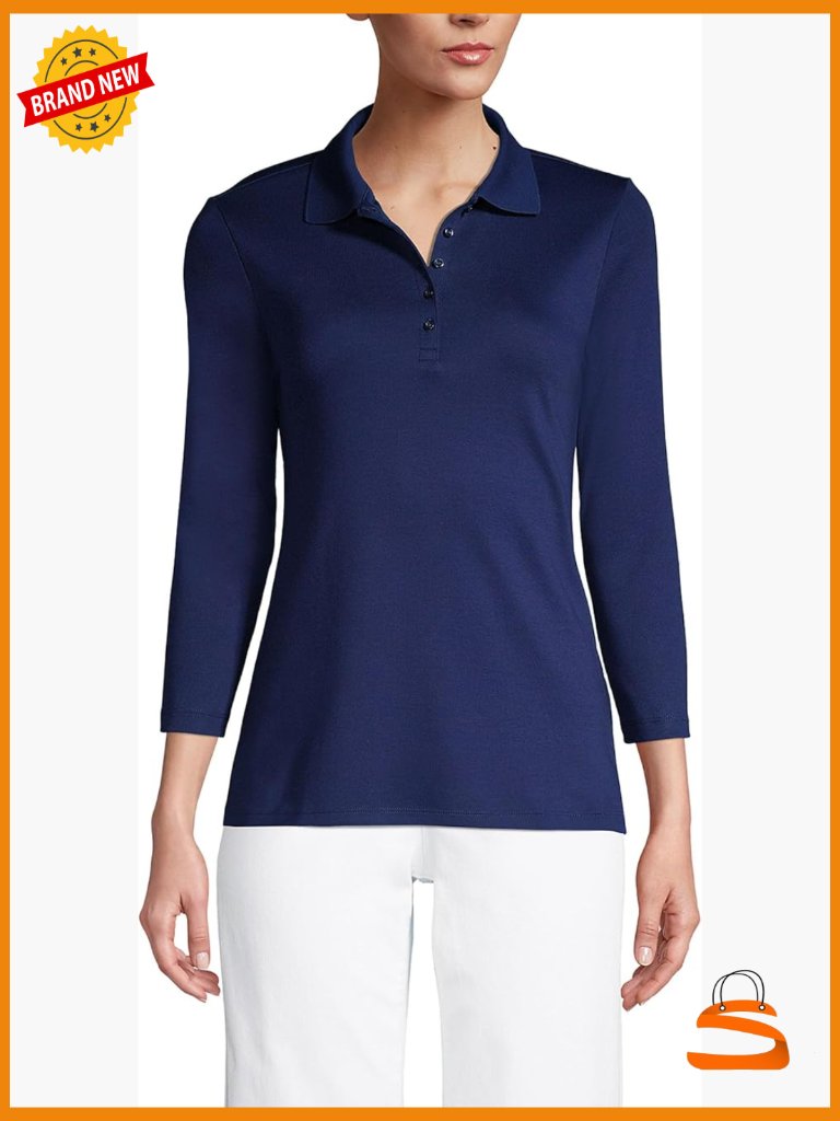 3/4 Sleeve Supima Cotton Polo Shirt Slightly Fitted Classic
